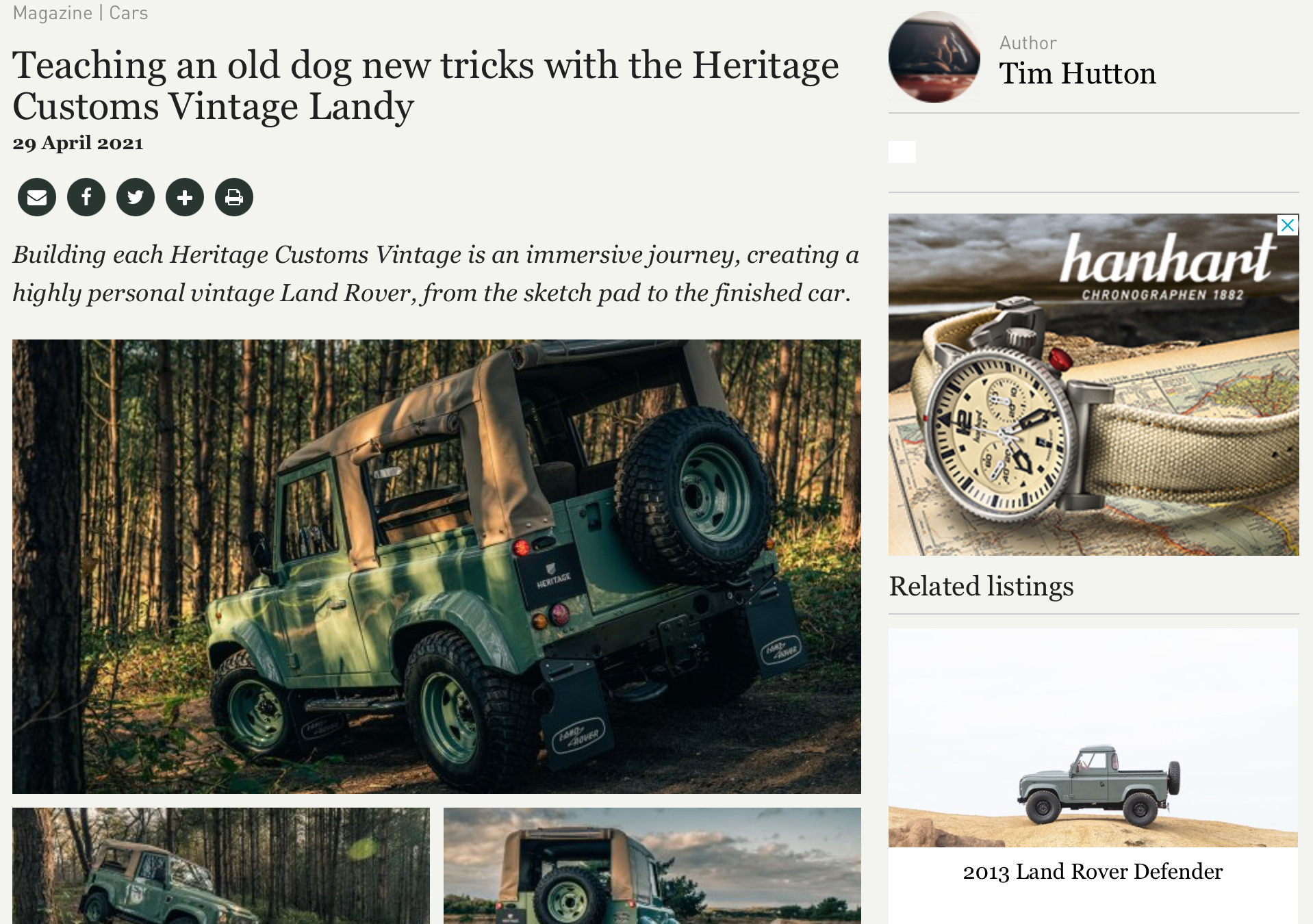 Heritage mentioned @ Classic Driver by Tim Hutton