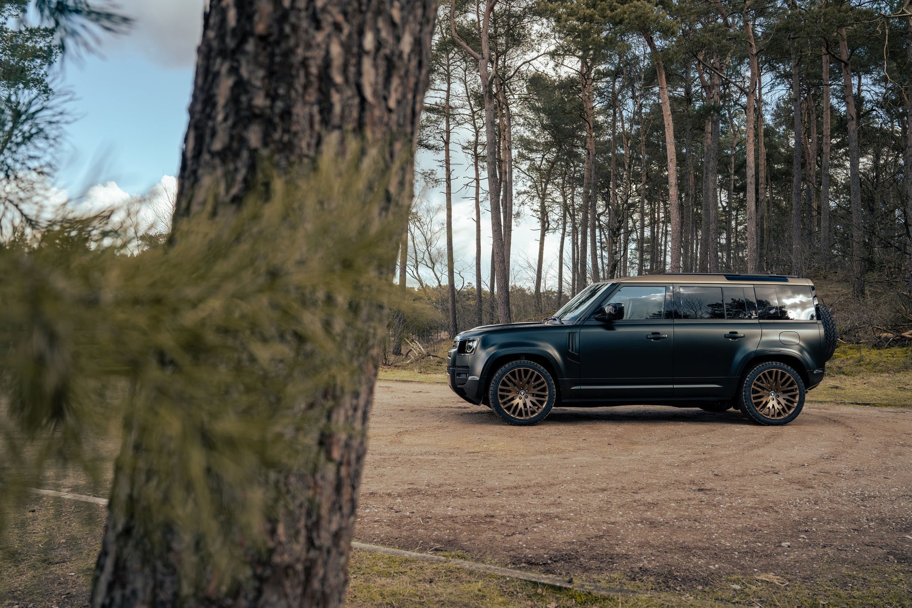 Defender 110 P400e - Satin Moss & frozen bronze